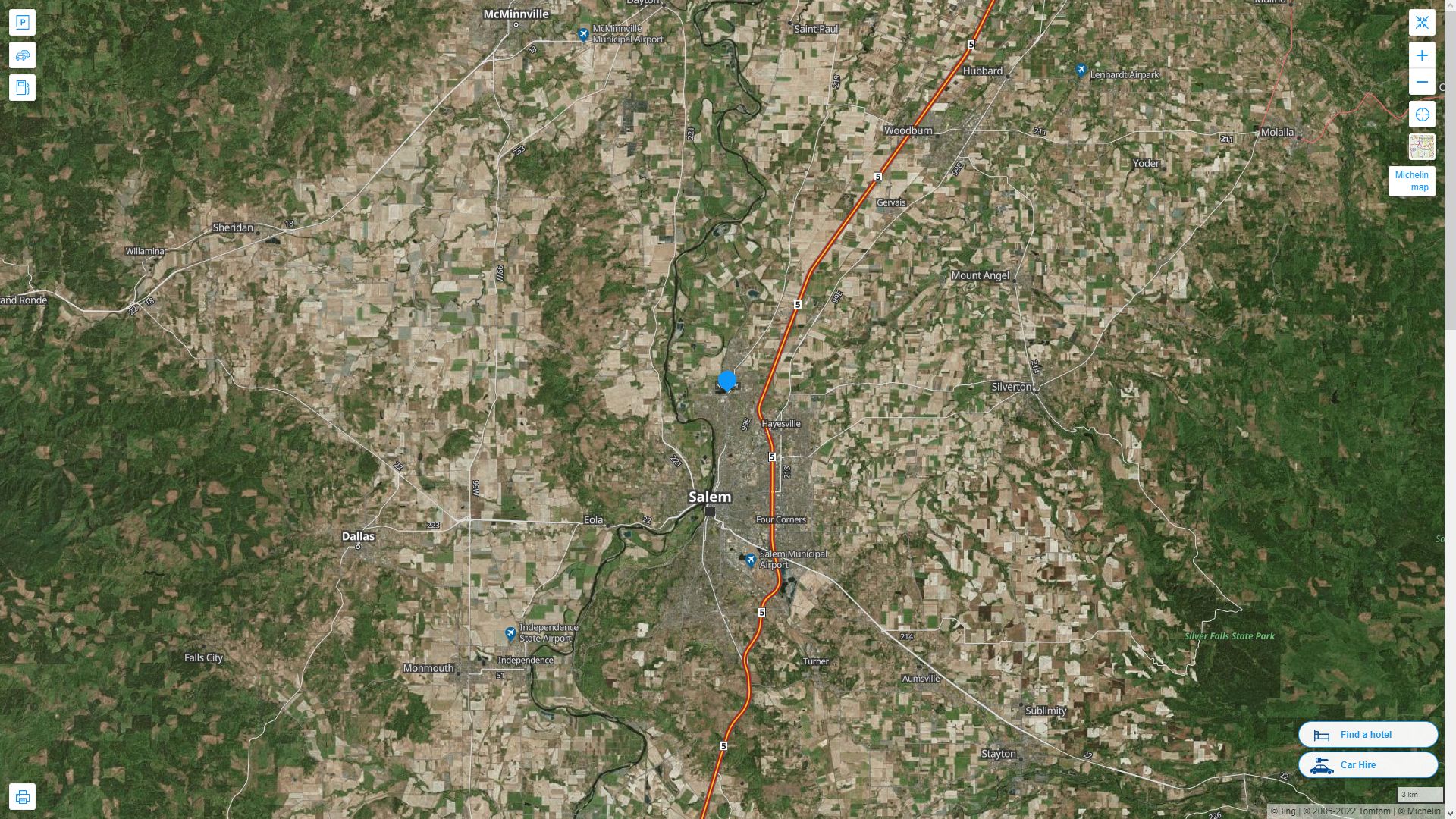 Keizer Oregon Highway and Road Map with Satellite View